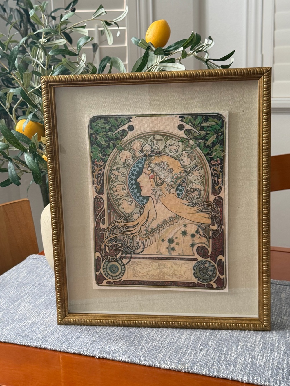 17x14” framed Art Nouveau “Zodiac" by Alphonse Mucha art